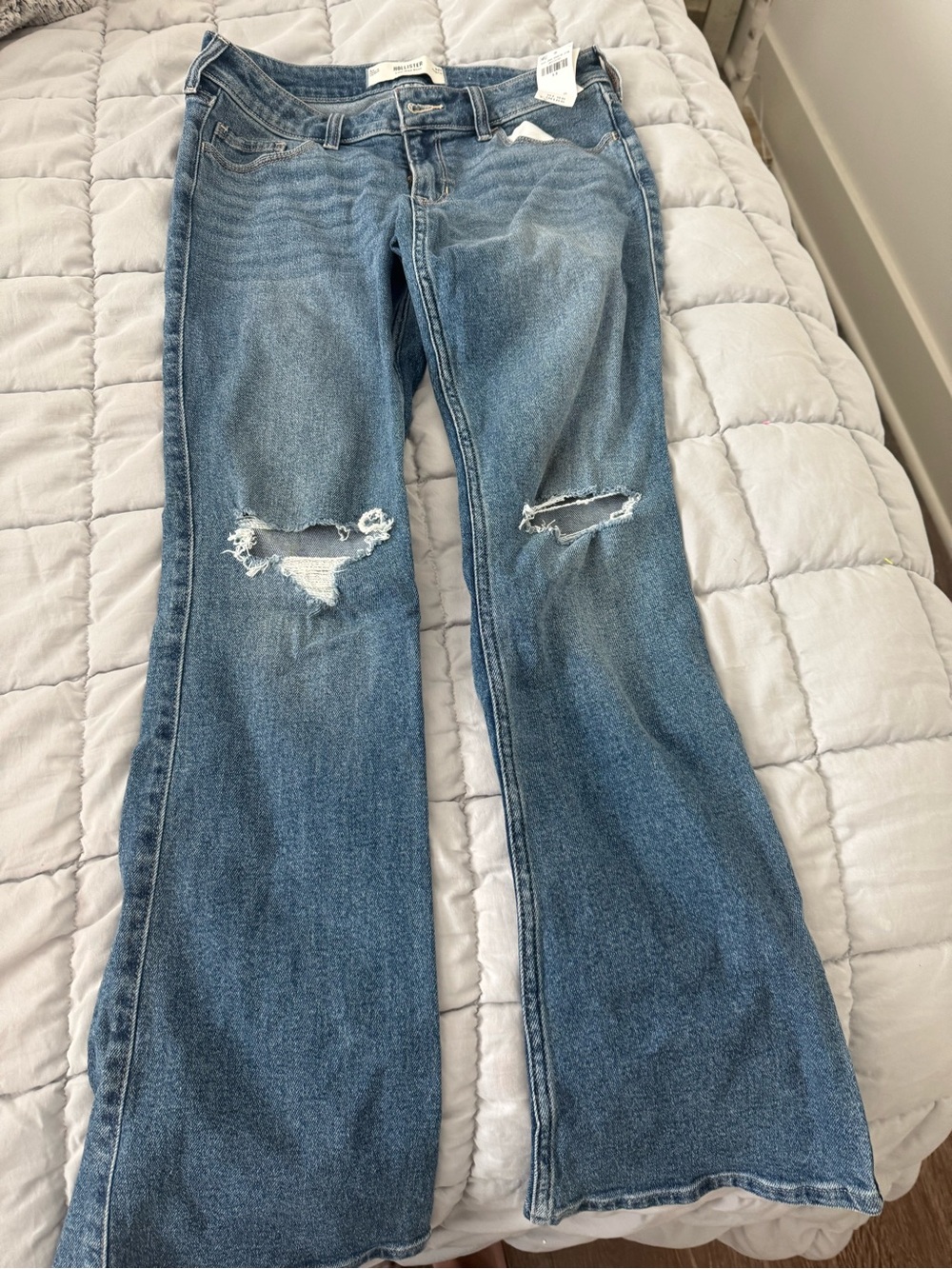 Hollister Medium Blue Distressed Flare Jeans